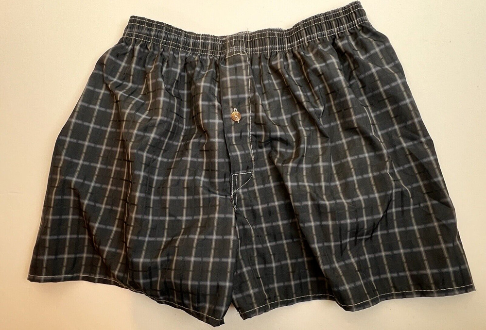 Michael Adams Swimsuit Men's Medium 32 - 34 Black Plaid No Liner Swimwear